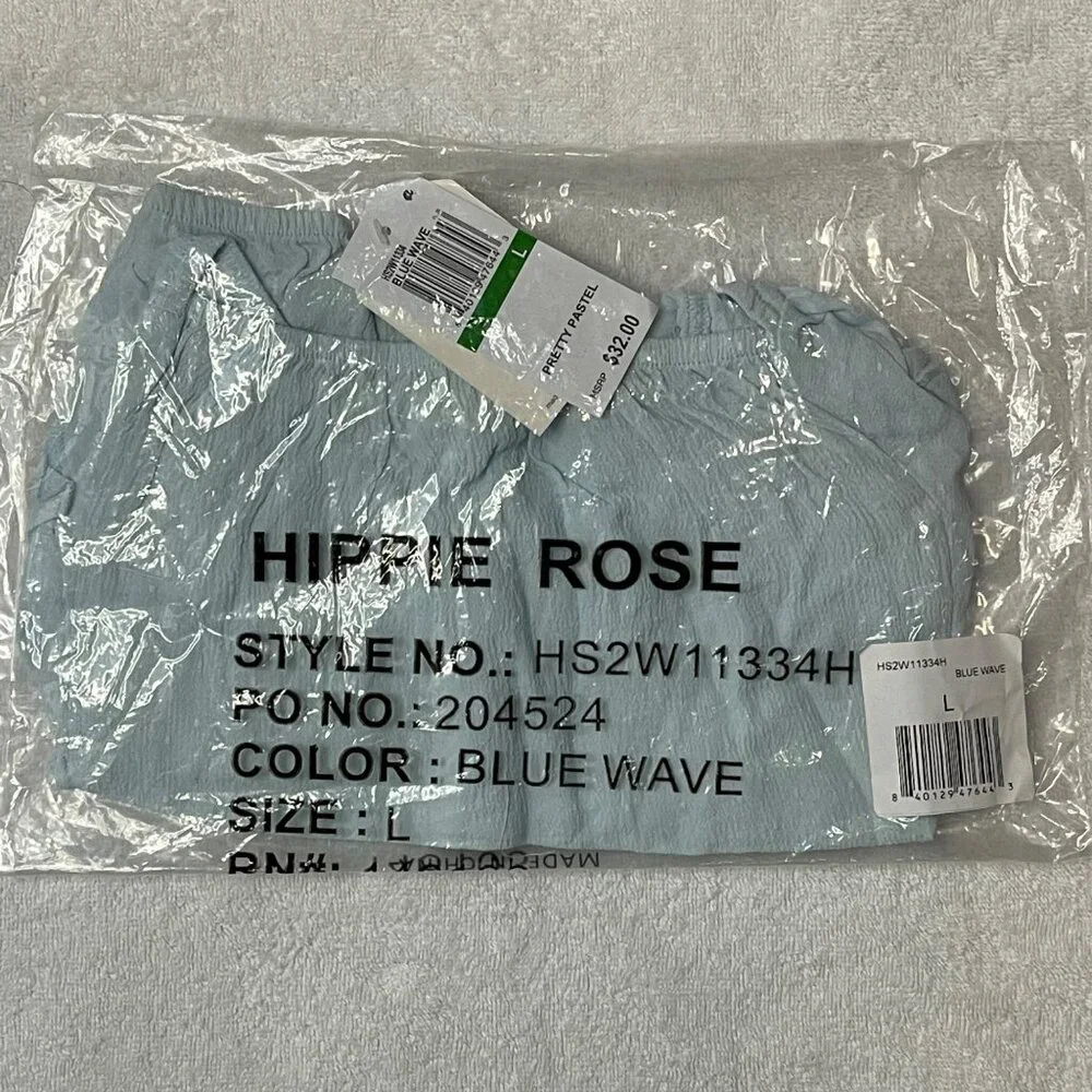 Hippie Rose Juniors' Ruffled Top - Blue Wave, Size L, New - Picture 2 of 6